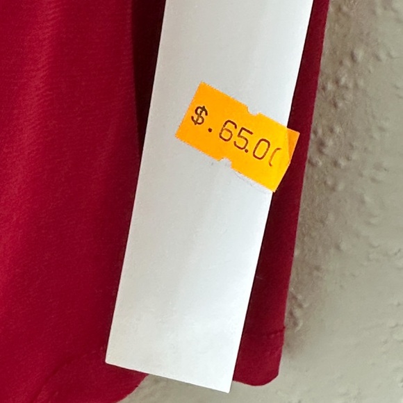 CARIBE Red 3/4 Sleeve V Neck TUNIC TOP 1XL Pullover Asymmetrical Hem Stretch NEW - Picture 8 of 8